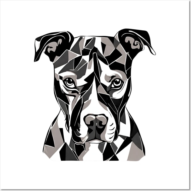 Striking Geometric Pitbull Terrier Wall Art by Doodle and Things